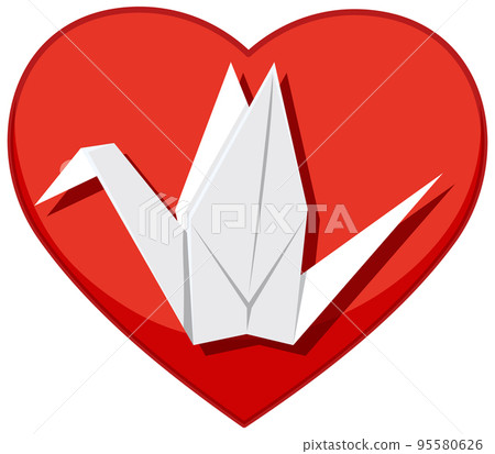 Classic bird origami on heart icon Classic bird origami on heart icon 95580626