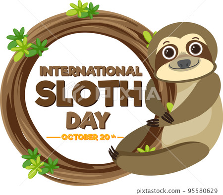International sloth day banner concept vector International sloth day banner concept vector 95580629