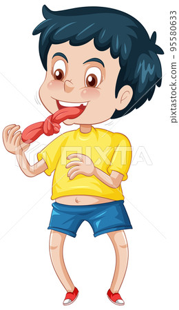 Boy cartoon character with tongue twister 95580633