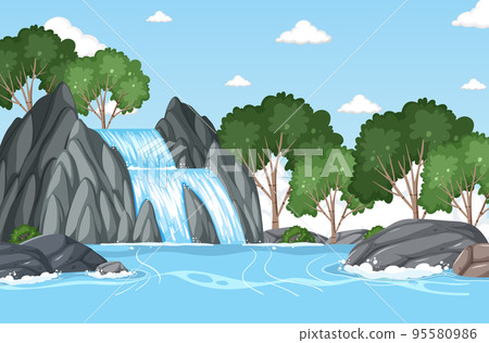 Waterfall in the forest background Waterfall in the forest background 95580986