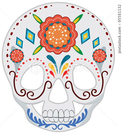 Mexican painted skull isolated Mexican painted skull isolated 95581132
