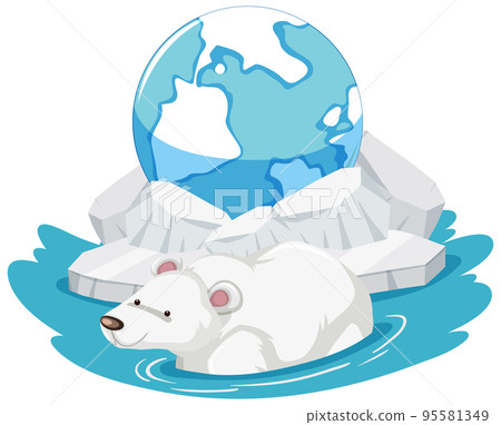 Polar bear with iceberg on white background 95581349