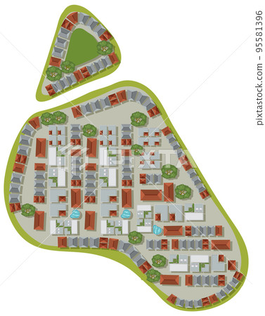 Aerial view of town landscape isolated 95581396