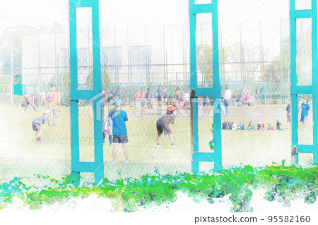 kids playing kickball kids playing kickball 95582160
