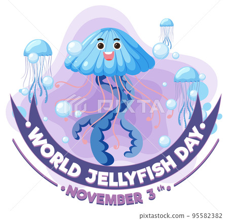 World jellyfish day cartoon logo concept World jellyfish day cartoon logo concept 95582382