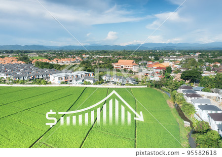 Land in aerial view with concept of value to decrease. 95582618