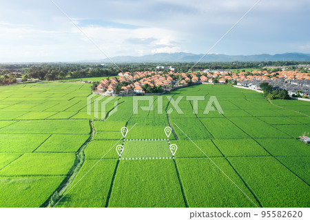 Land plot in aerial view. Land plot in aerial view. 95582620