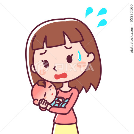 一個發燒的嬰兒和一個不耐煩的女人 95583160