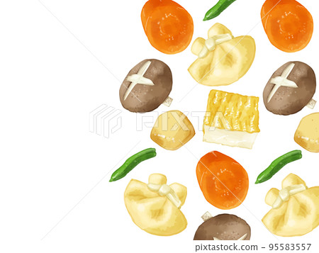 Hand-painted watercolor vegetable simmered illustration rectangular frame right Hand-painted watercolor vegetable simmered illustration rectangular frame right 95583557