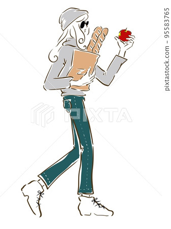 Parisienne girl fashionable illustration fashion 95583765