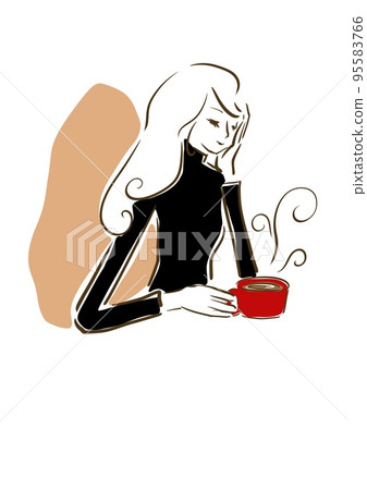 Parisienne girl fashionable illustration fashion cafe 95583766