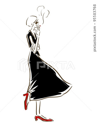 Parisienne girl fashionable illustration fashion smoking 95583768