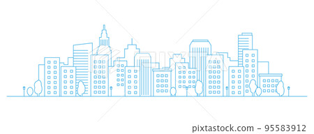 Light blue line drawing town / city Light blue line drawing town / city 95583912