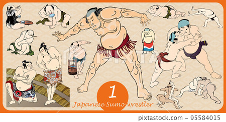 sumo, sumo wrestling, vector 95584015