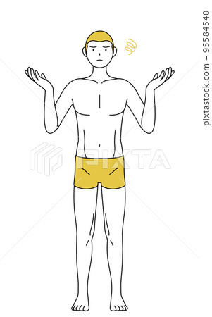一個脫髮男人的線條畫,一個姿勢,雙手張開有問題 一個脫髮男人的線條畫,一個姿勢,雙手張開有問題 95584540