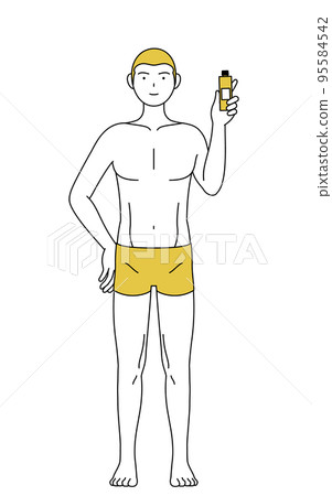 一個脫毛男子的線條畫,用脫毛膏擺姿勢 一個脫毛男子的線條畫,用脫毛膏擺姿勢 95584542