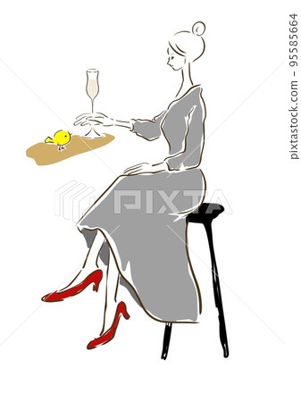 Parisienne women's fashionable illustration champagne Parisienne women's fashionable illustration champagne 95585664