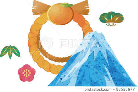 Watercolor illustration material of Mt. Fuji and New Year decorations Watercolor illustration material of Mt. Fuji and New Year decorations 95585677