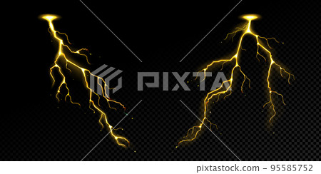 Lightning effect, thunderstorm, gold storm strikes 95585752