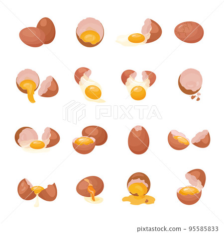 Eggshell icons set cartoon vector. Egg broken. Eggs chicken 95585833