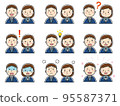 Illustration set of various facial expressions of students 95587371