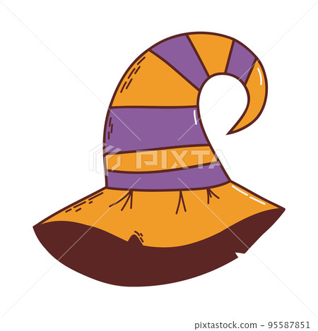 Witch hat. Halloween element. Trick or treat concept. Vector illustration in hand drawn style 95587851