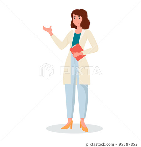Woman doctor. A female doctor with paper tablet in her hands. Health care concept. 95587852
