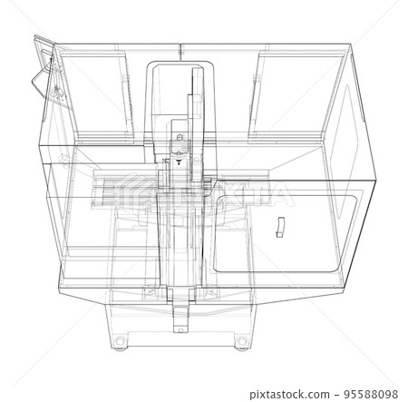 Metalworking CNC milling machine. Vector Metalworking CNC milling machine. Vector 95588098
