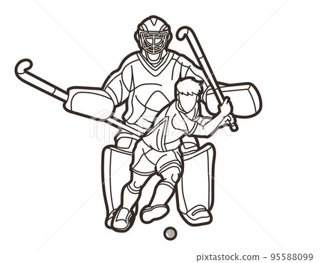 Field Hockey Sport Male Players Action Cartoon Graphic Vector Field Hockey Sport Male Players Action Cartoon Graphic Vector 95588099