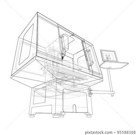 Metalworking CNC milling machine. Vector 95588108