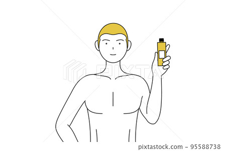 一個脫毛男子的線條畫,用脫毛膏擺姿勢 一個脫毛男子的線條畫,用脫毛膏擺姿勢 95588738