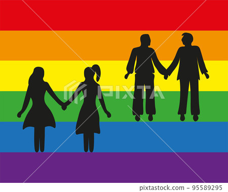 silhouette couple of boy lover colored lgbtq flag silhouette couple of boy lover colored lgbtq flag 95589295