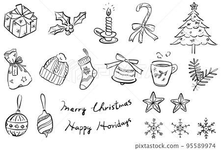 Christmas illustration set hand drawn 1 color 95589974