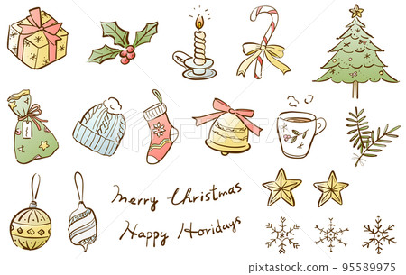 Christmas illustration set hand drawn color Christmas illustration set hand drawn color 95589975