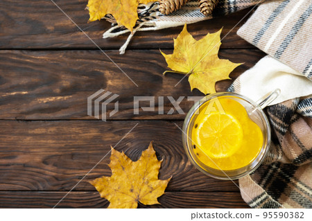 Seasonal autumn concept with drink. Seasonal autumn concept with drink. 95590382