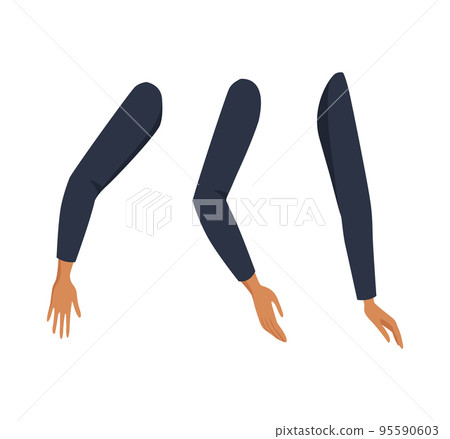Woman Character Arms with Jacket Sleeve as Constructor with Separated Body Part Vector Set 95590603