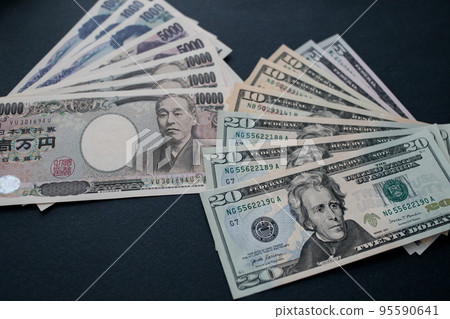 日元和美元紙幣 日元和美元紙幣 95590641