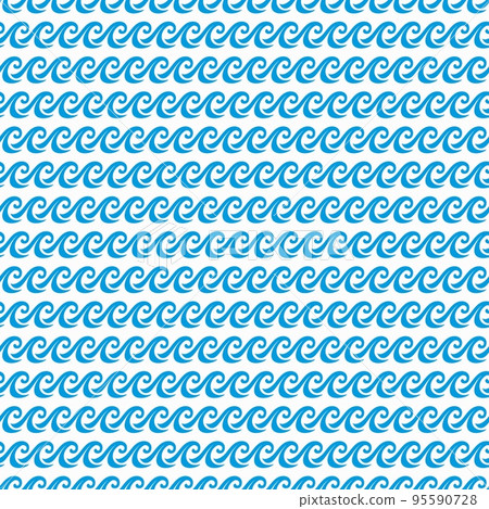 Sea and ocean blue waves seamless pattern. Sea waves, river stream flow fabric print or wrapping paper vector background. Ocean water blue wave vector wallpaper or marine seamless pattern Sea and ocean blue waves seamless pattern. Sea waves, river stream flow fabric print or wrapping paper vector background. Ocean water blue wave vector wallpaper or marine seamless pattern 95590728