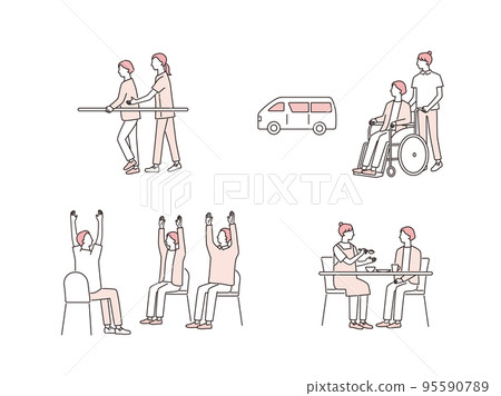 Various care and medical welfare scene sets 95590789