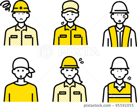 Avatar illustration set of a civil engineer with a negative expression 95591055