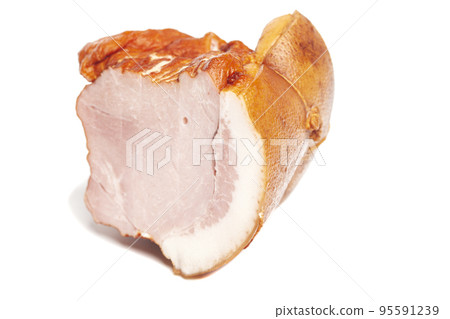 Natural smoked ham isolated on white Natural smoked ham isolated on white 95591239