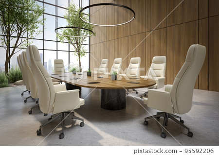 Modern style conceptual office meeting interior room 3d illustration Modern style conceptual office meeting interior room 3d illustration 95592206