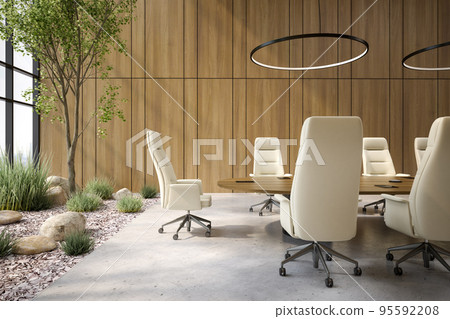 Modern style conceptual office meeting interior room 3d illustration Modern style conceptual office meeting interior room 3d illustration 95592208