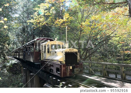 A passenger car pulled by a small teasel locomotive (Akasawa Forest Railway) A passenger car pulled by a small teasel locomotive (Akasawa Forest Railway) 95592916