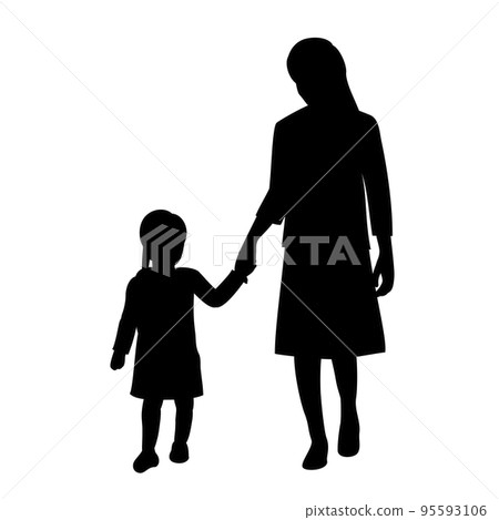 silhouette of mother and child walking 95593106