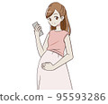 Pregnant woman with a smartphone with a smile 95593286