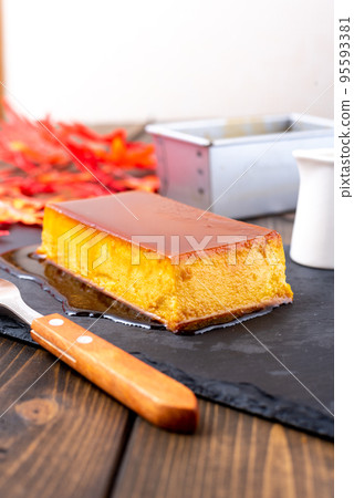 Handmade pumpkin pudding out of the mold Handmade pumpkin pudding out of the mold 95593381
