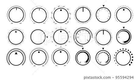Adjustment dial. Rotary dials with round scale volume level knob and round controller 95594294