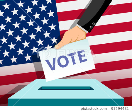 Voter holds a ballot paper with his vote in his hand 95594481
