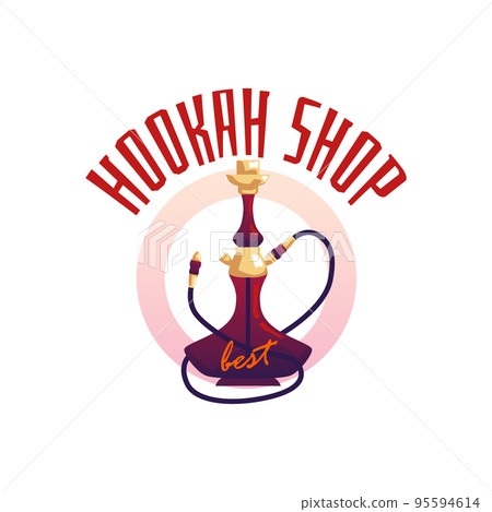 Hookah shop logo or icon, flat vector illustration isolated on white background. Hookah shop logo or icon, flat vector illustration isolated on white background. 95594614